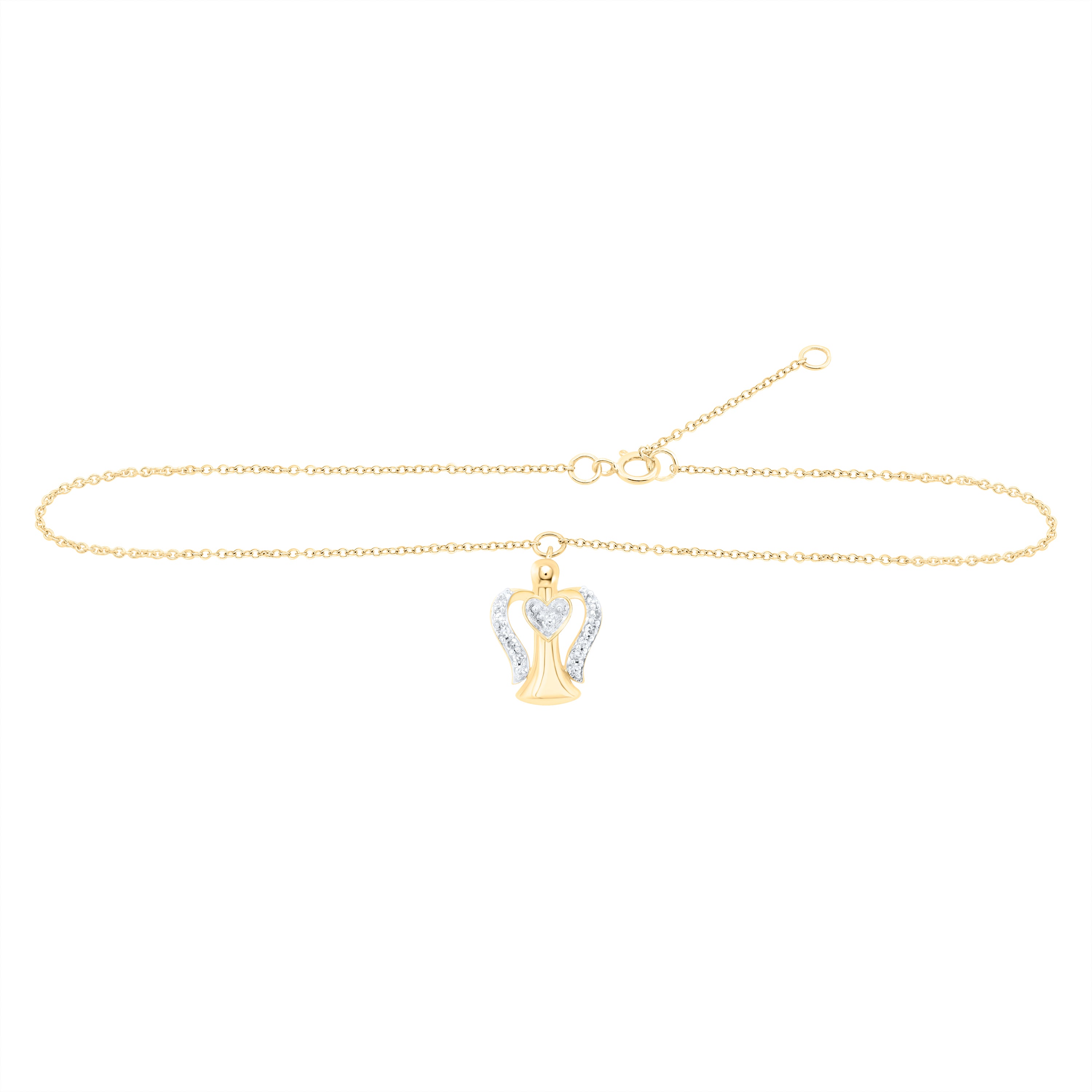 10Kt Yellow Gold 1/20Ctw-Dia Nk Gift Anklet (9 Inch) (0.48 grams)