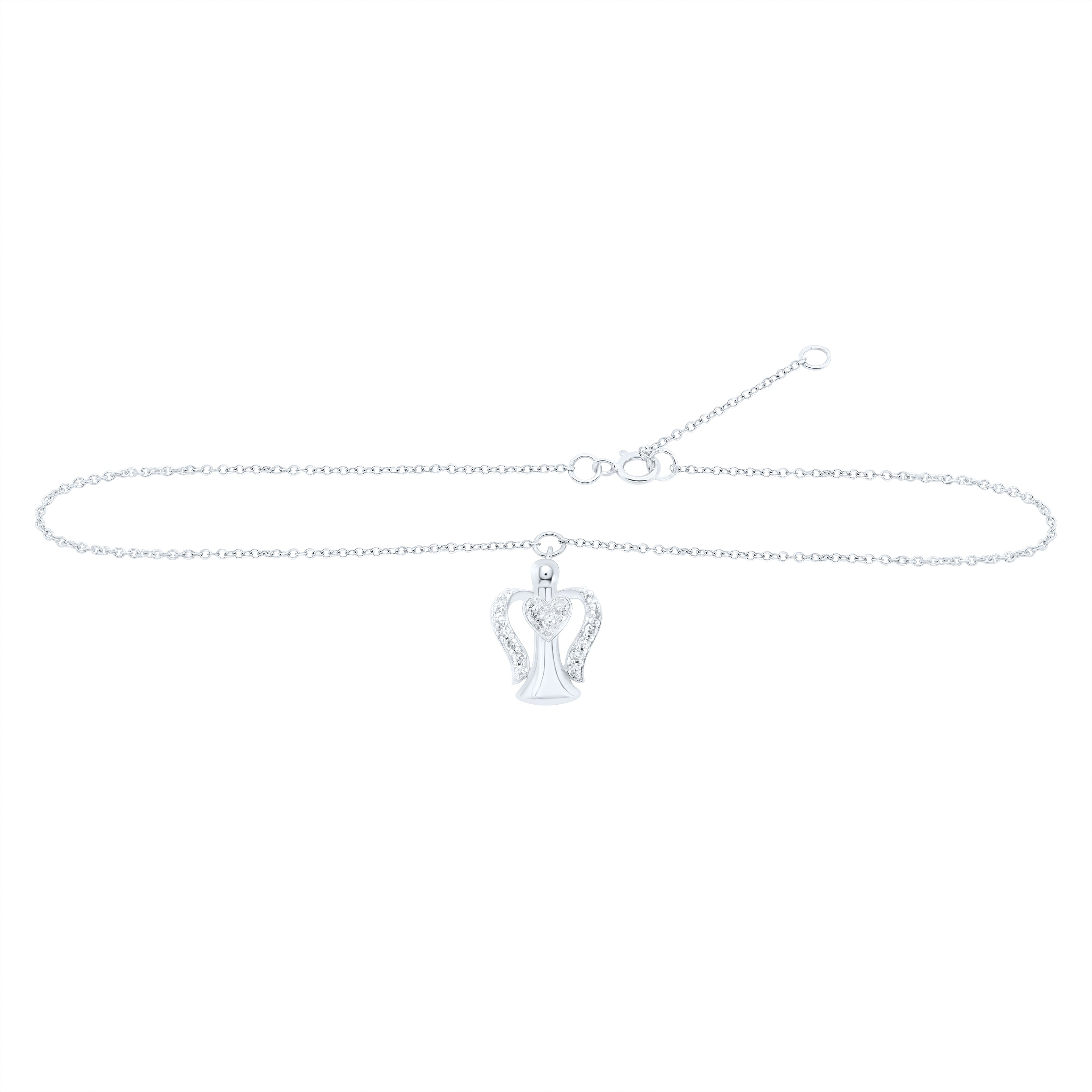 10Kt White Gold 1/20Ctw-Dia Nk Gift Anklet (9 Inch) (0.48 grams)