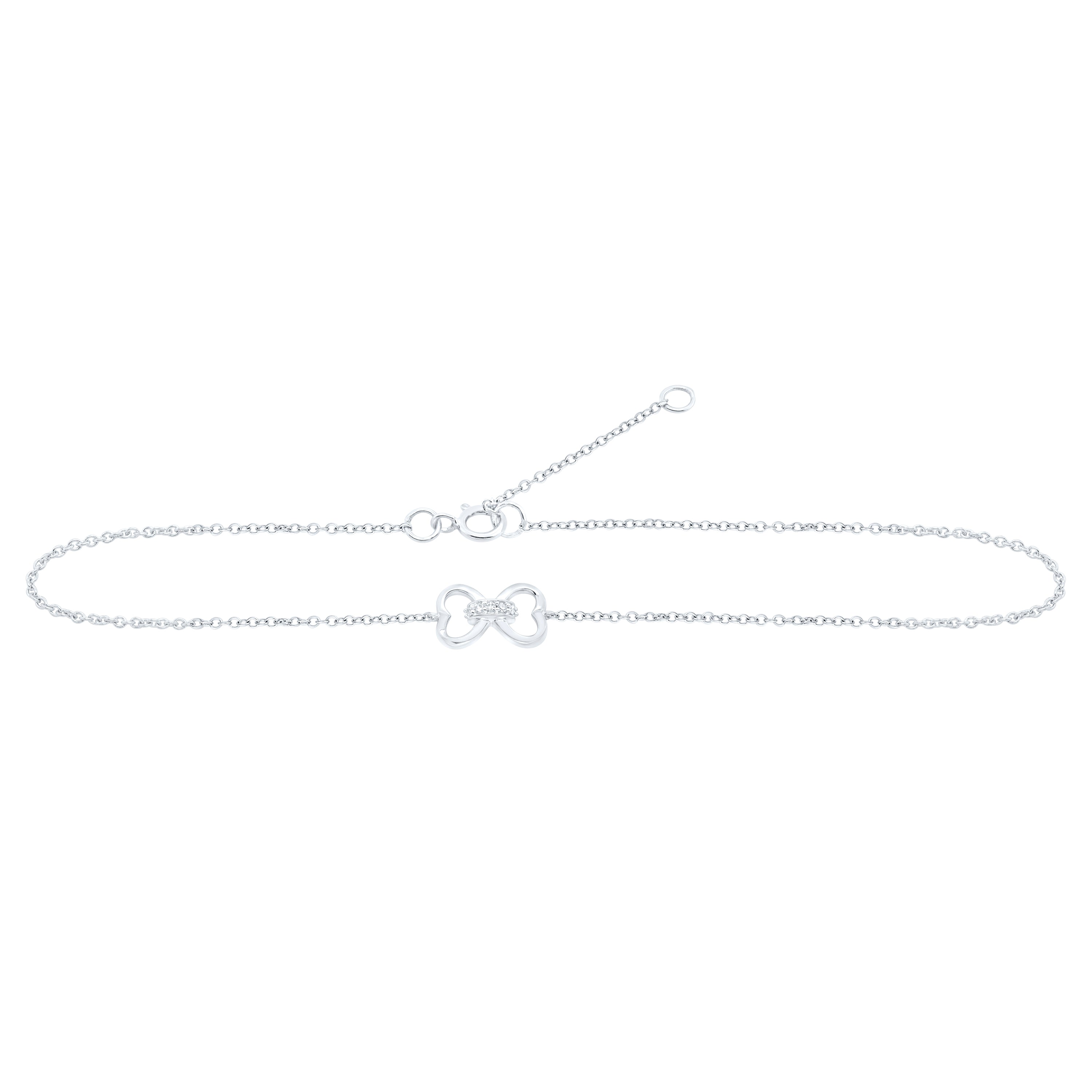 10Kt White Gold 0.03Ctw-Dia Nk Gift Anklet (9 Inch) (0.48 grams)