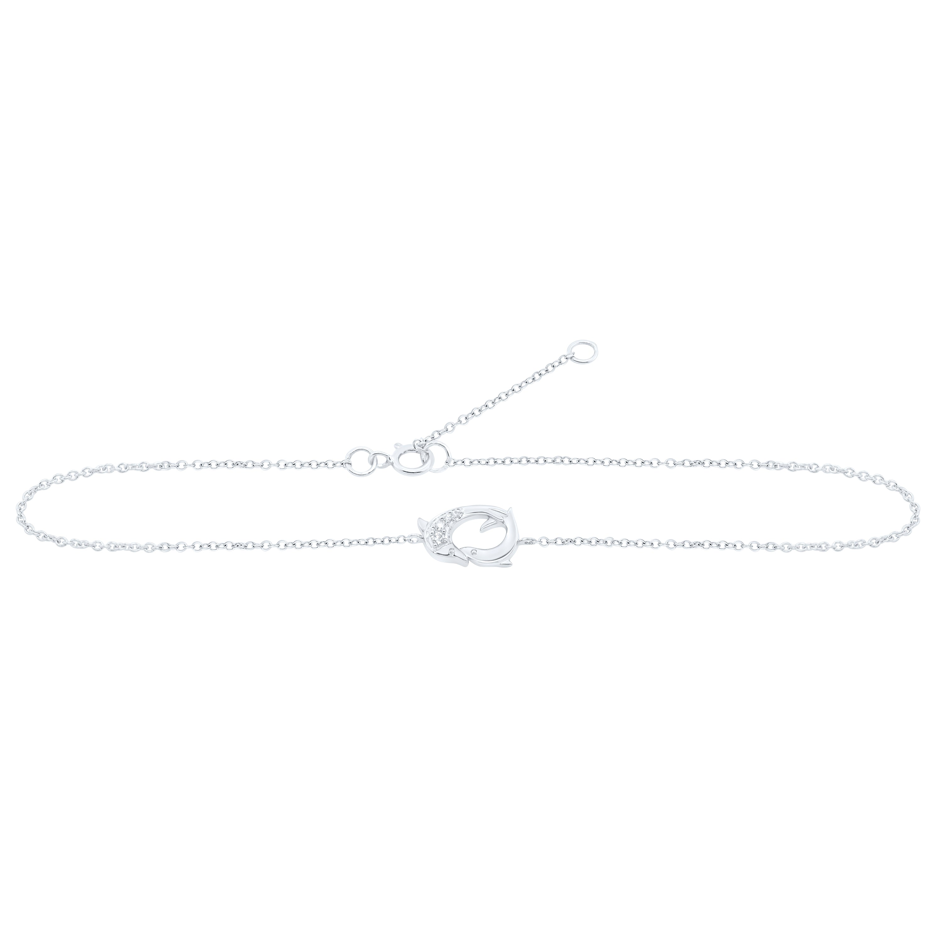 10Kt White Gold 1/20 Ctw Dia Nk Gift Anklet (9 Inch) (0.8 grams)