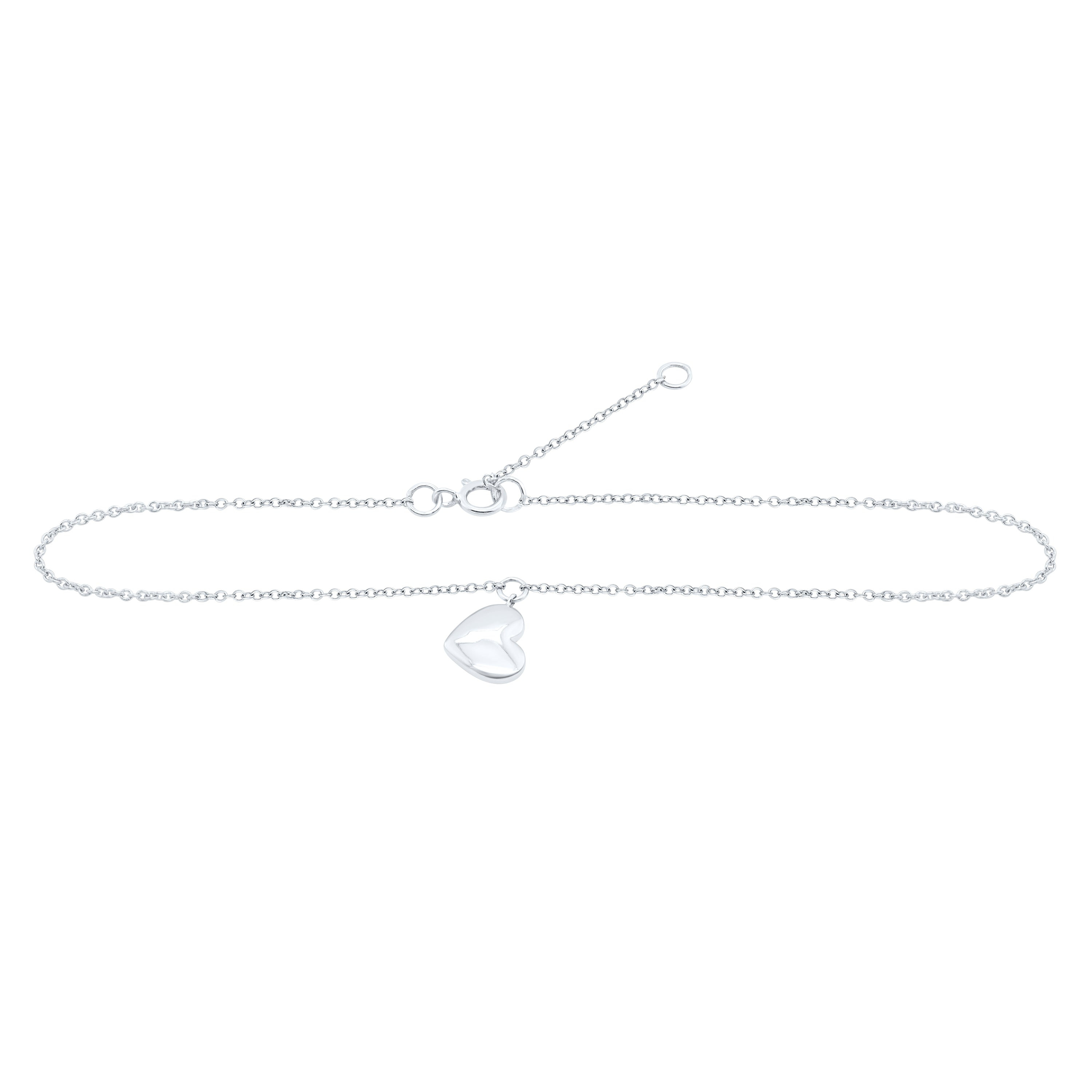 10Kt White Gold 0.005Ctw-Dia Nk Gift Anklet (9 Inch) (0.49 grams)