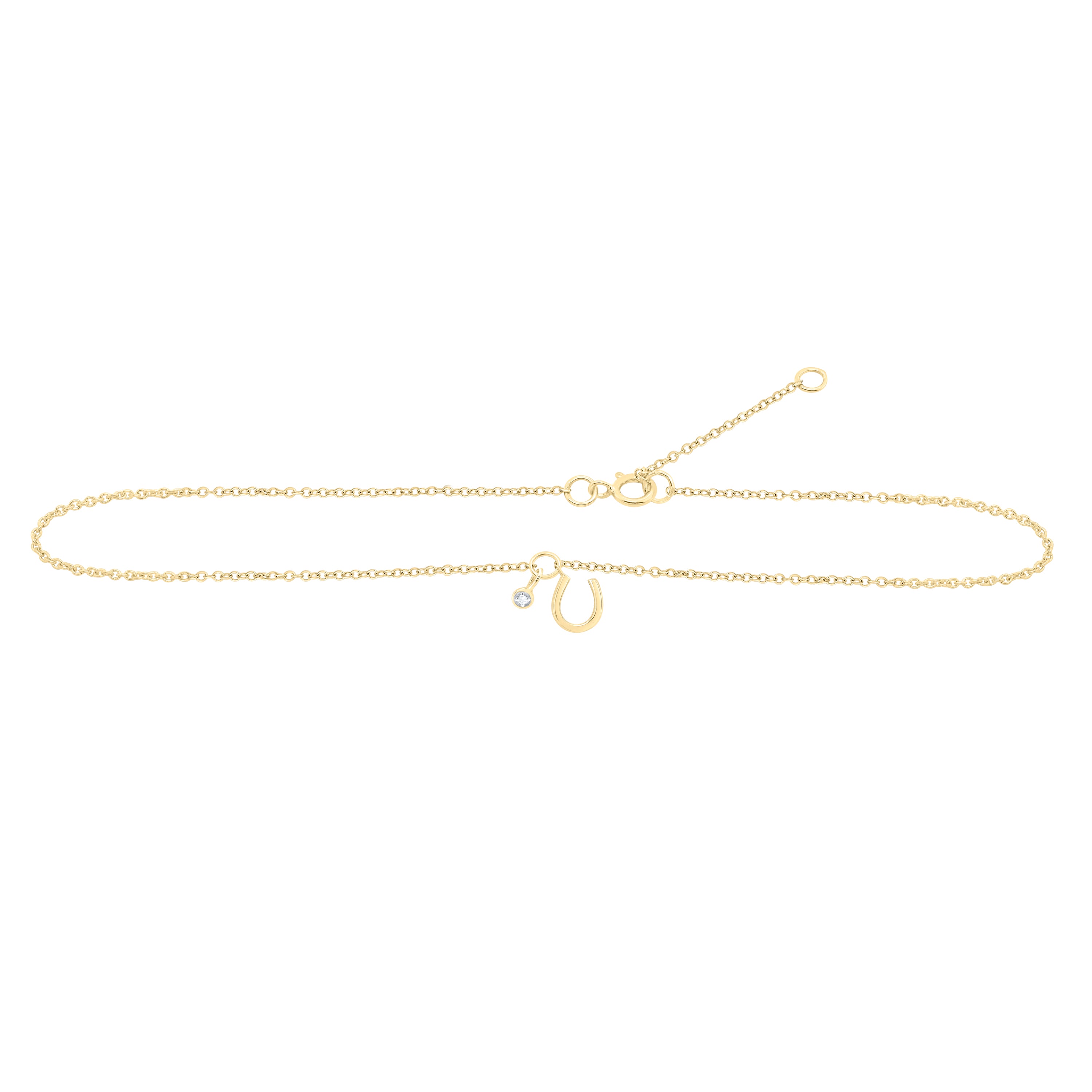 10Kt Yellow Gold 0.005Ctw-Dia Nk Gift Anklet (9 Inch) (0.49 grams)