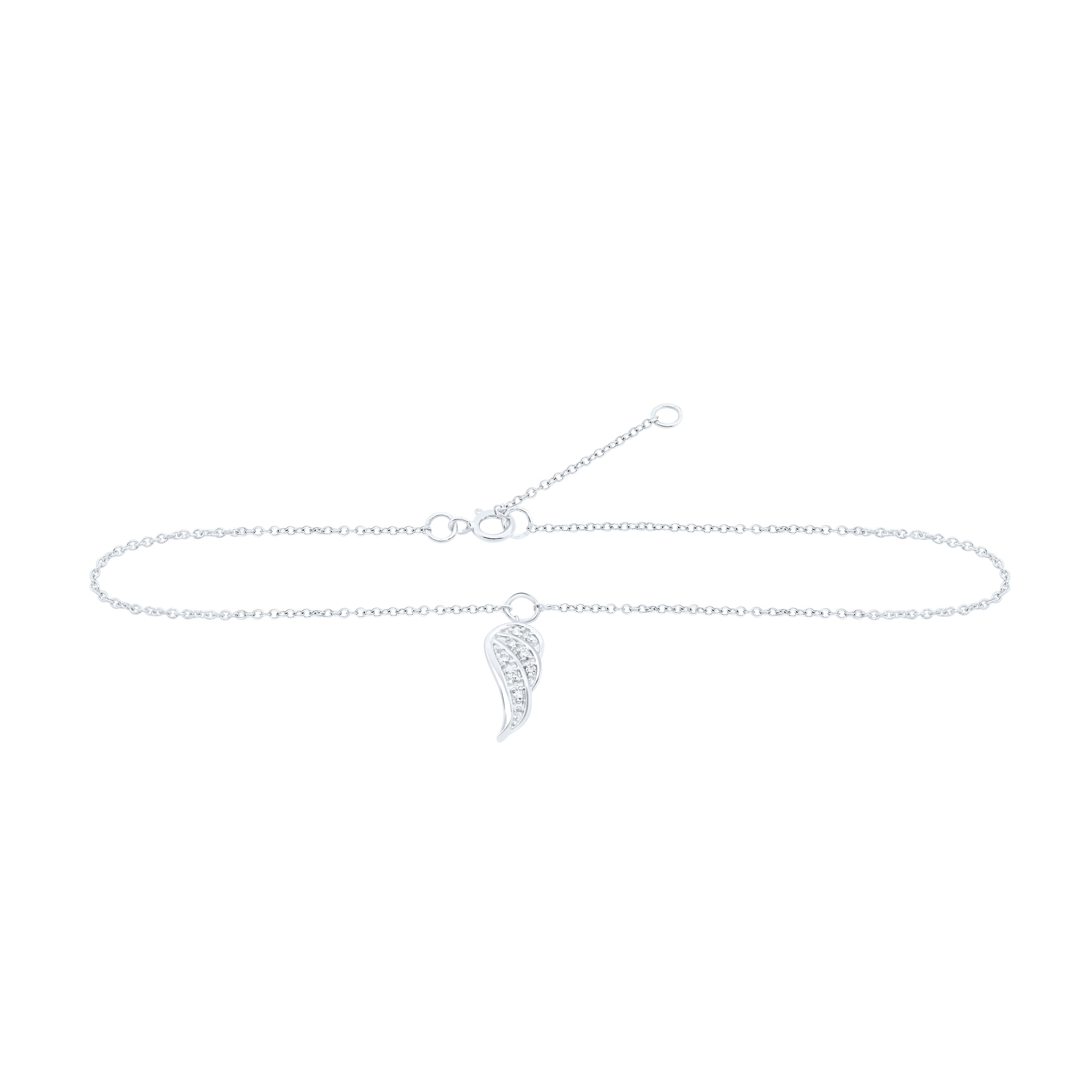 10Kt White Gold 1/20Ctw Dia Nk Gift Anklet (9 Inch) (0.58 grams)