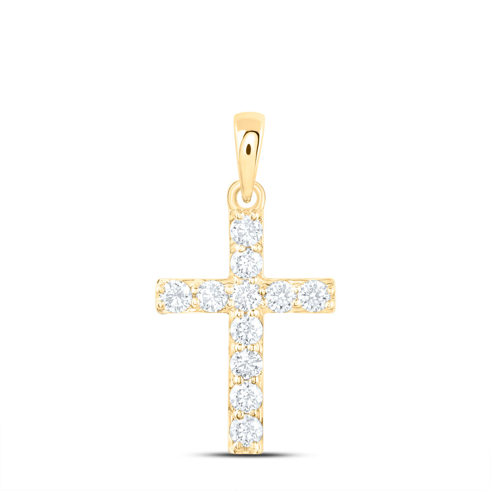 10Kt Yellow Gold 1/4Ctw-Dia Nk Cross Pendant (0.4 grams)