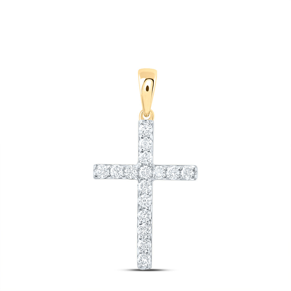 10Kt Yellow Gold 1/3Ctw-Dia Nk Cross Pendant (0.83 grams)