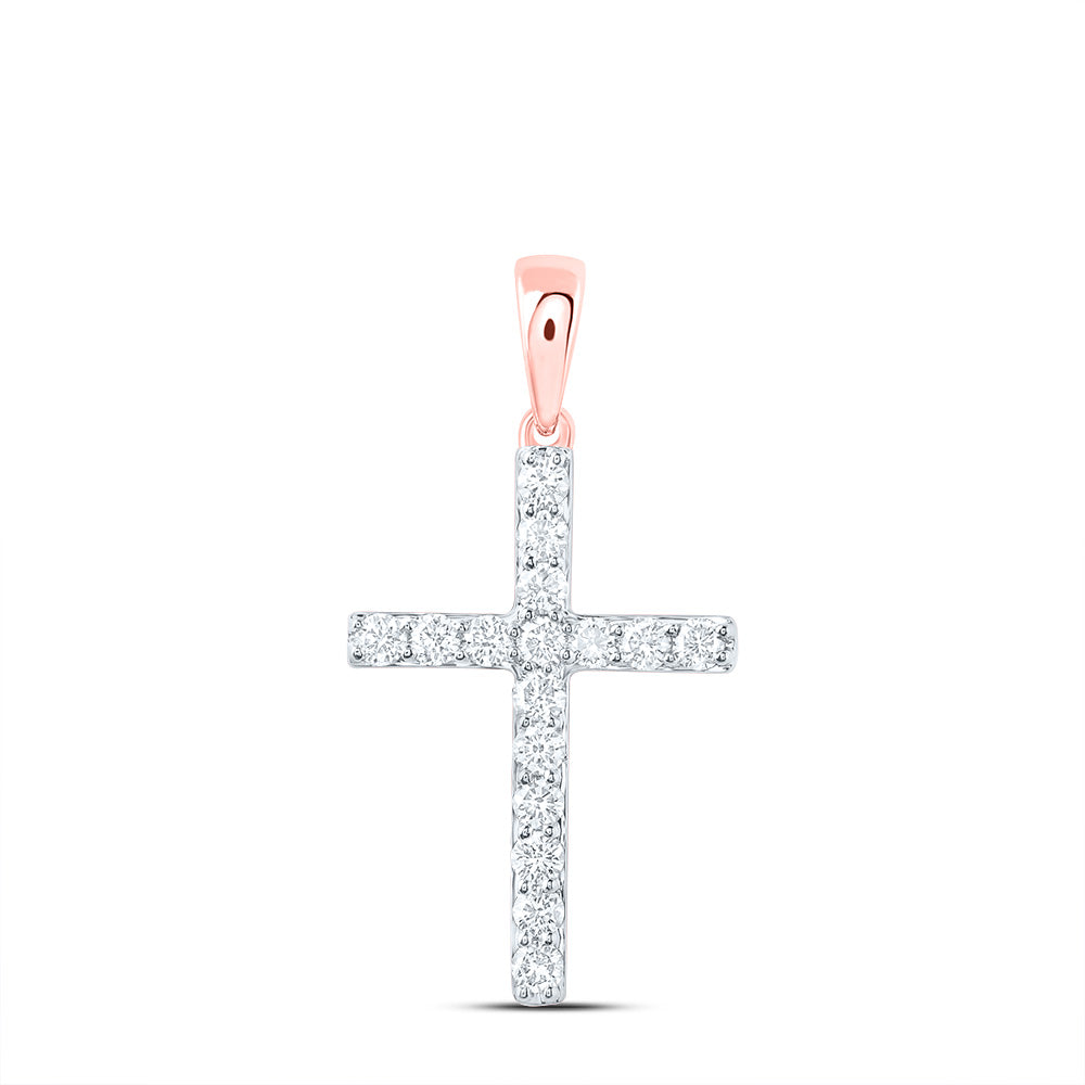 10Kt Rose Gold 1/3Ctw-Dia Nk Cross Pendant (0.89 grams)