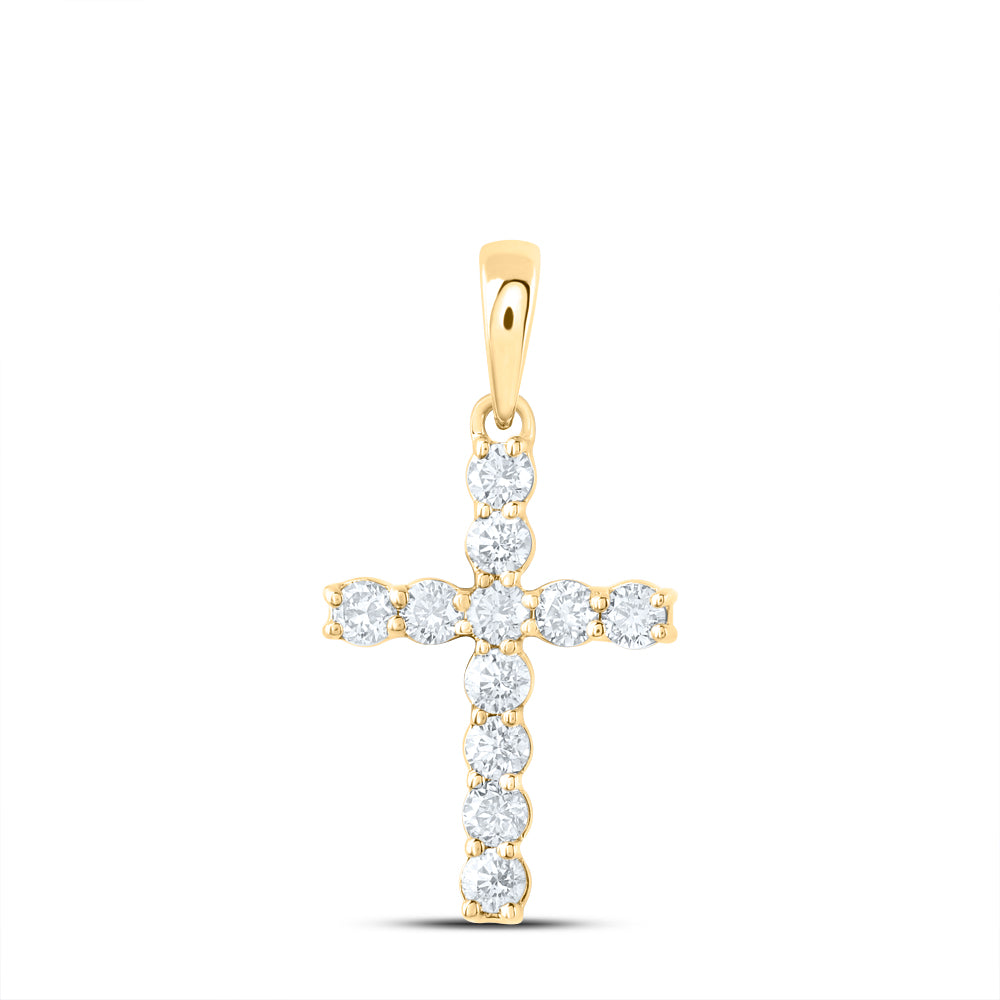 10Kt Yellow Gold 1/4Ctw-Dia Nk Cross Pendant (0.36 grams)