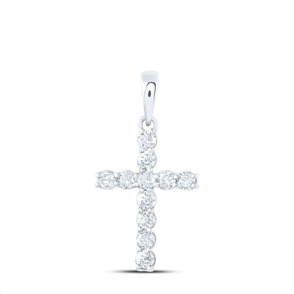 10Kt White Gold 1/4Ctw-Dia Nk Cross Pendant (0.36 grams)