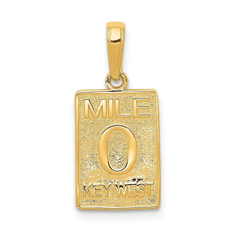 14k Yellow Gold 10 mm Mile 0 KEY WEST Mile Marker Pendant