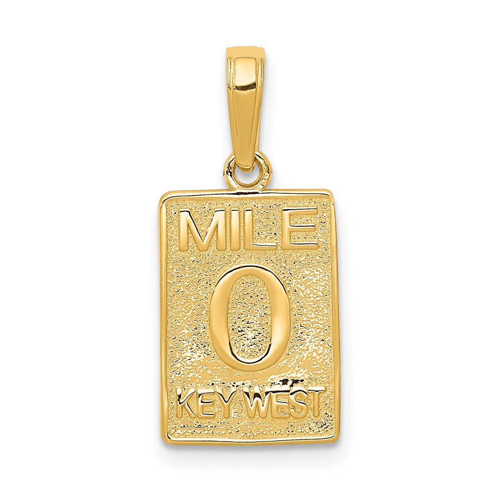 14k Yellow Gold 10 mm Mile 0 KEY WEST Mile Marker Pendant (1.35 grams)