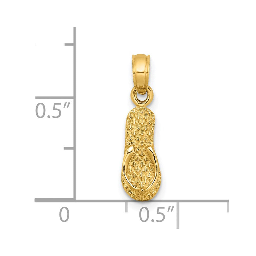 14k Yellow Gold 5.3 mm 3D MYRTLE BEACH Single Flip-Flop Charm (0.68 grams)