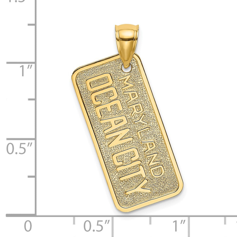 14k Yellow Gold 18.3 mm MARYLAND OCEAN CITY License Plate Charm (1.75 grams)