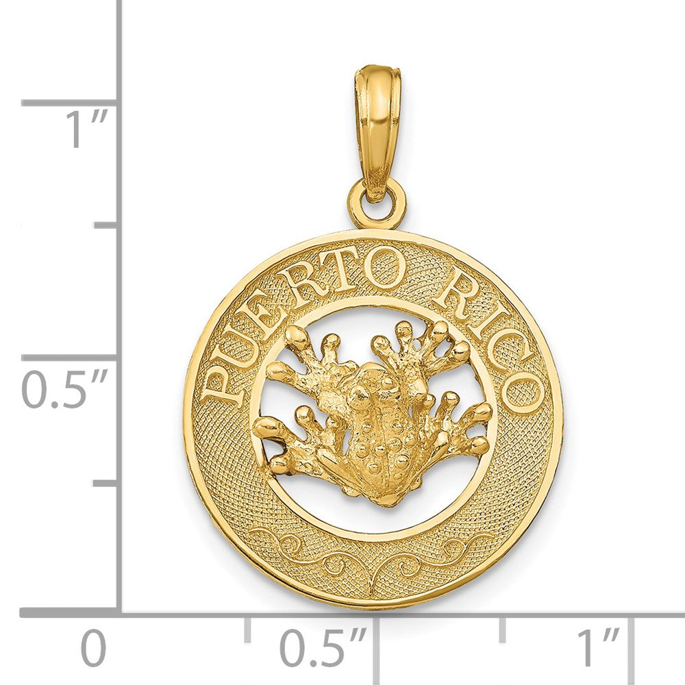 14k Yellow Gold 19 mm PUERTO RICO with Frog Pendant (2.55 grams)