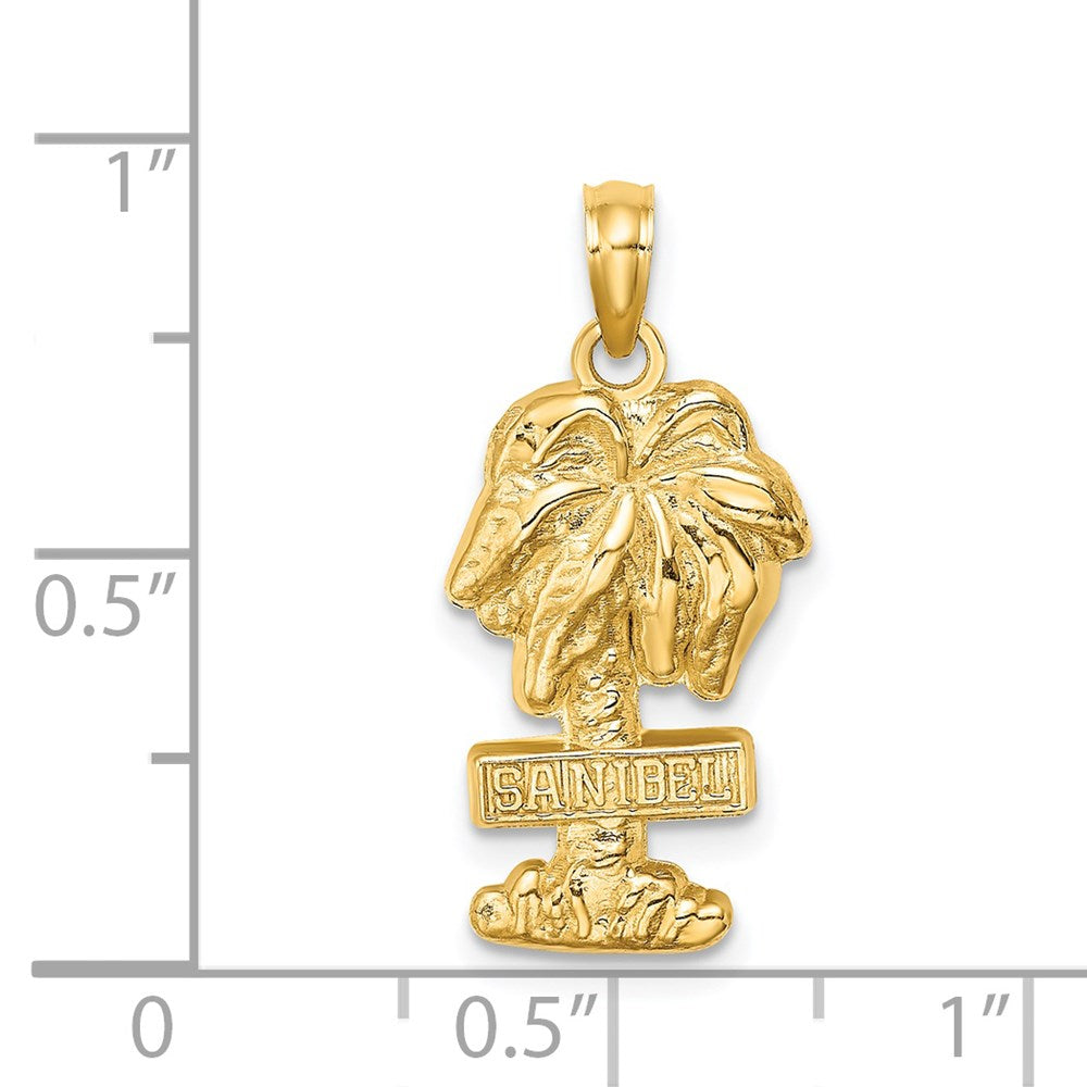 14k Yellow Gold 11.9 mm SANIBEL Palm Tree Charm (2.07 grams)