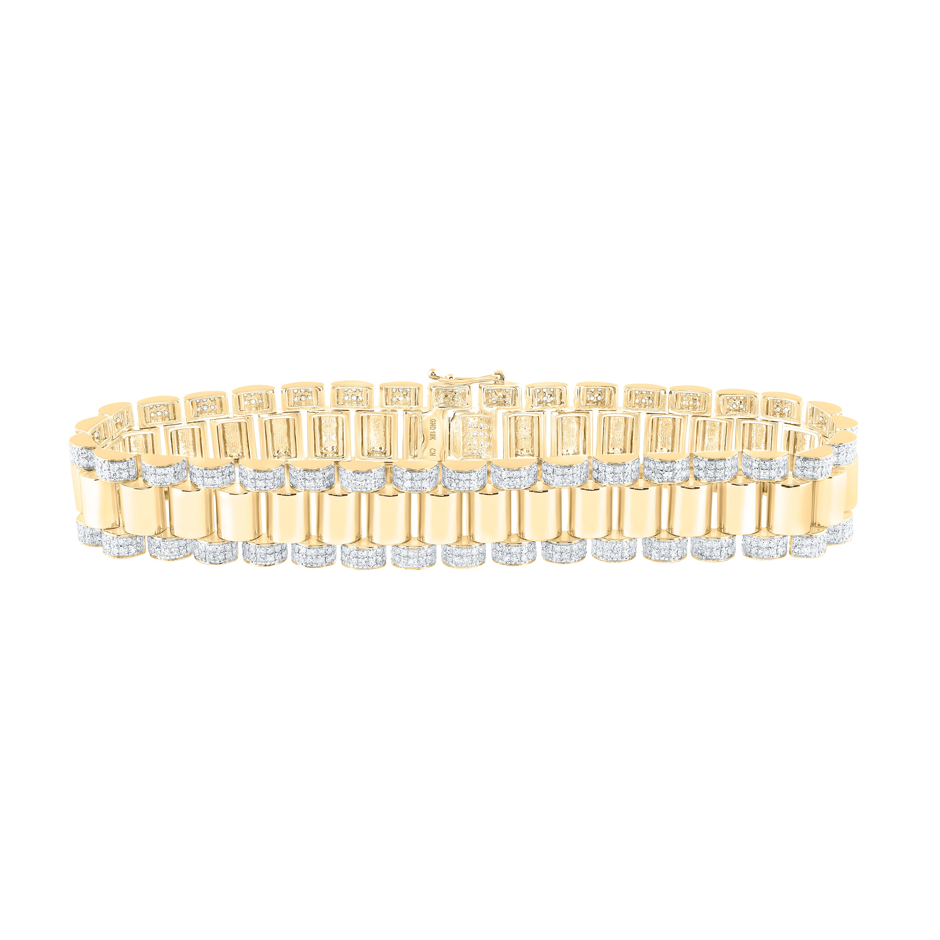 10Kt Two-Tone Gold 4 1/3Ctw-Dia Cn (13.5Mm) Mens Bracelet (8.5 Inch) (40.04 grams)