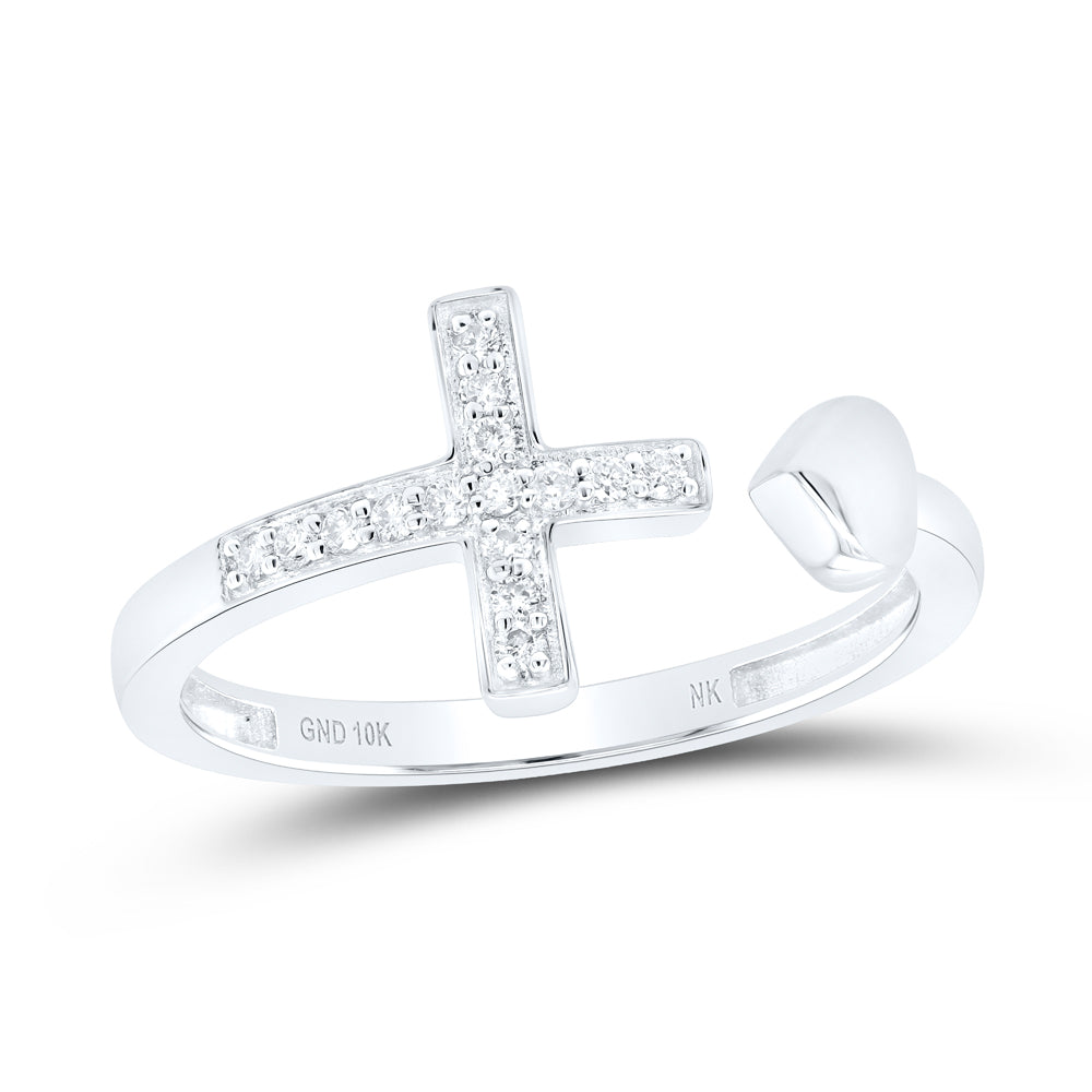 1/10 Ctw-Dia Nk Gift Heart Cross Ring (1.71 grams)
