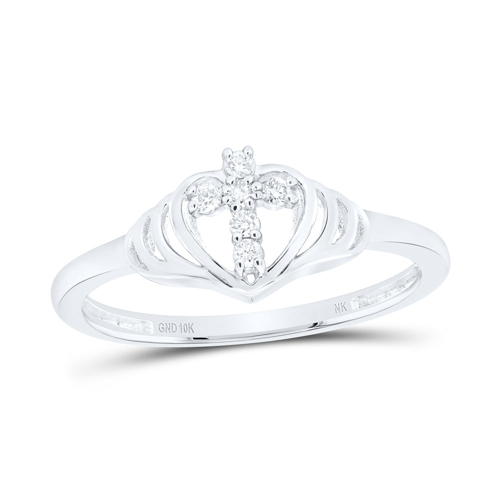 1/12 Ctw-Dia Nk Gift Heart Cross Ring (1.66 grams)