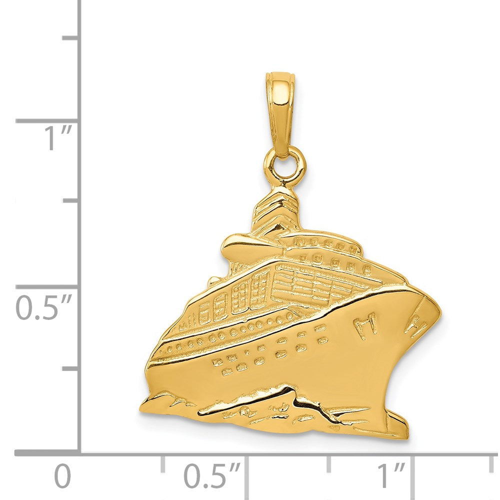 14k Yellow Gold 21 mm Cruise Ship Pendant (3.34 grams)