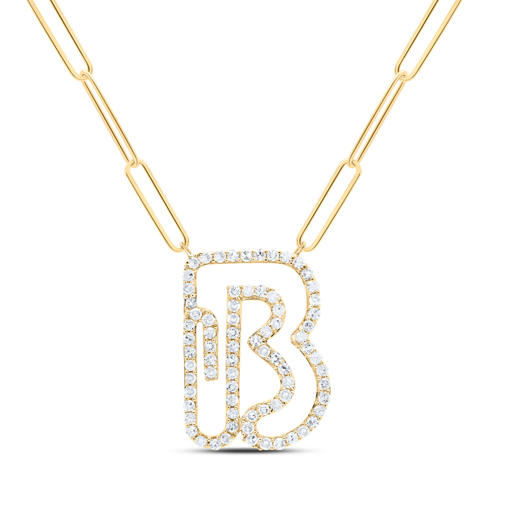 10Kt Gold 3/8Ctw-Diamond Initial B" Necklace - 18 Inch"