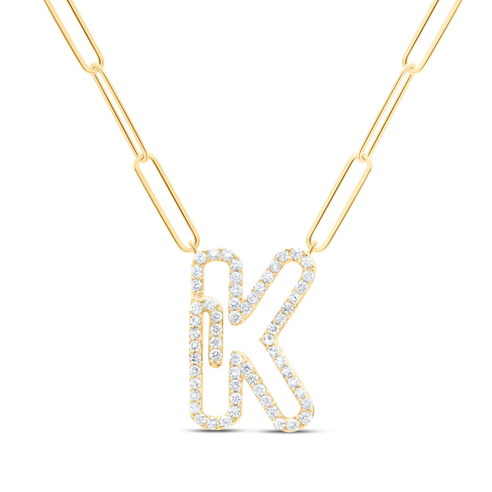 10Kt Gold 1/3Ctw-Diamond Initial K" Necklace - 18 Inch"