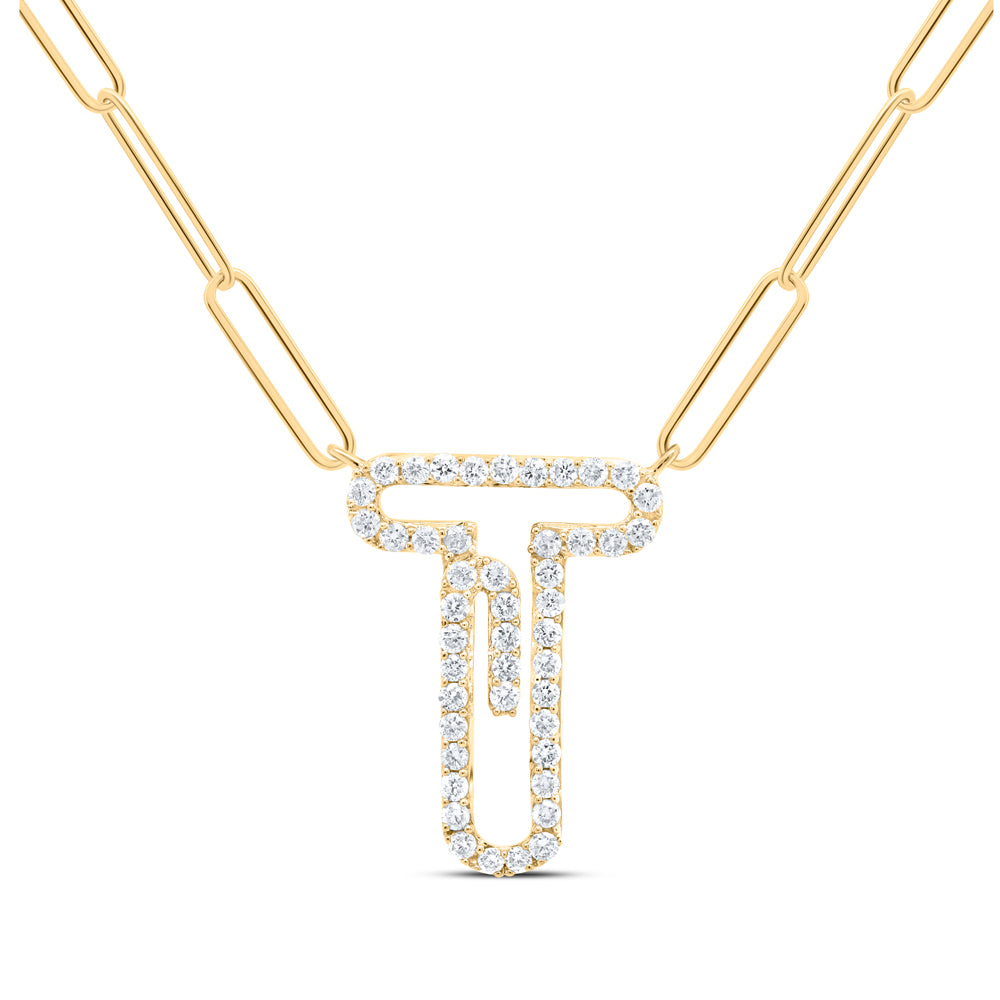 10Kt Gold 1/3Ctw-Diamond Initial T" Necklace - 18 Inch"