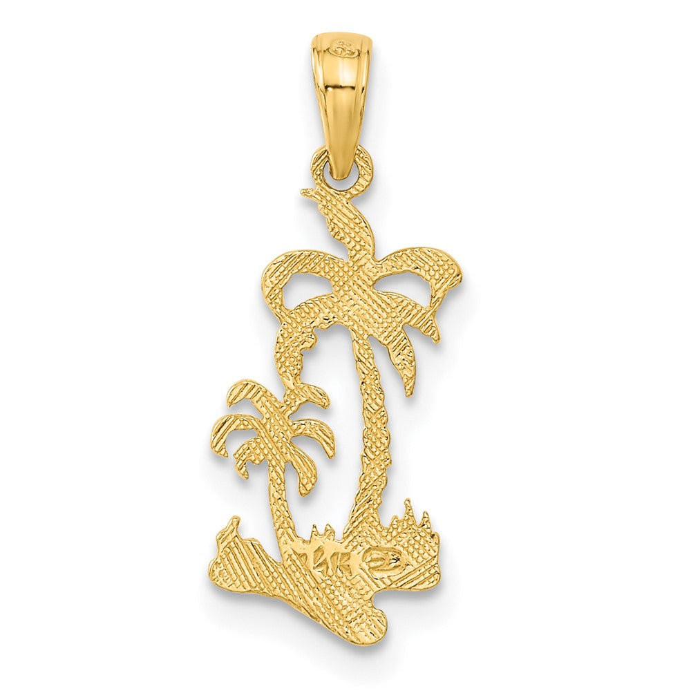 14k Yellow Gold 9 mm Double Palm Trees Pendant (0.65 grams)