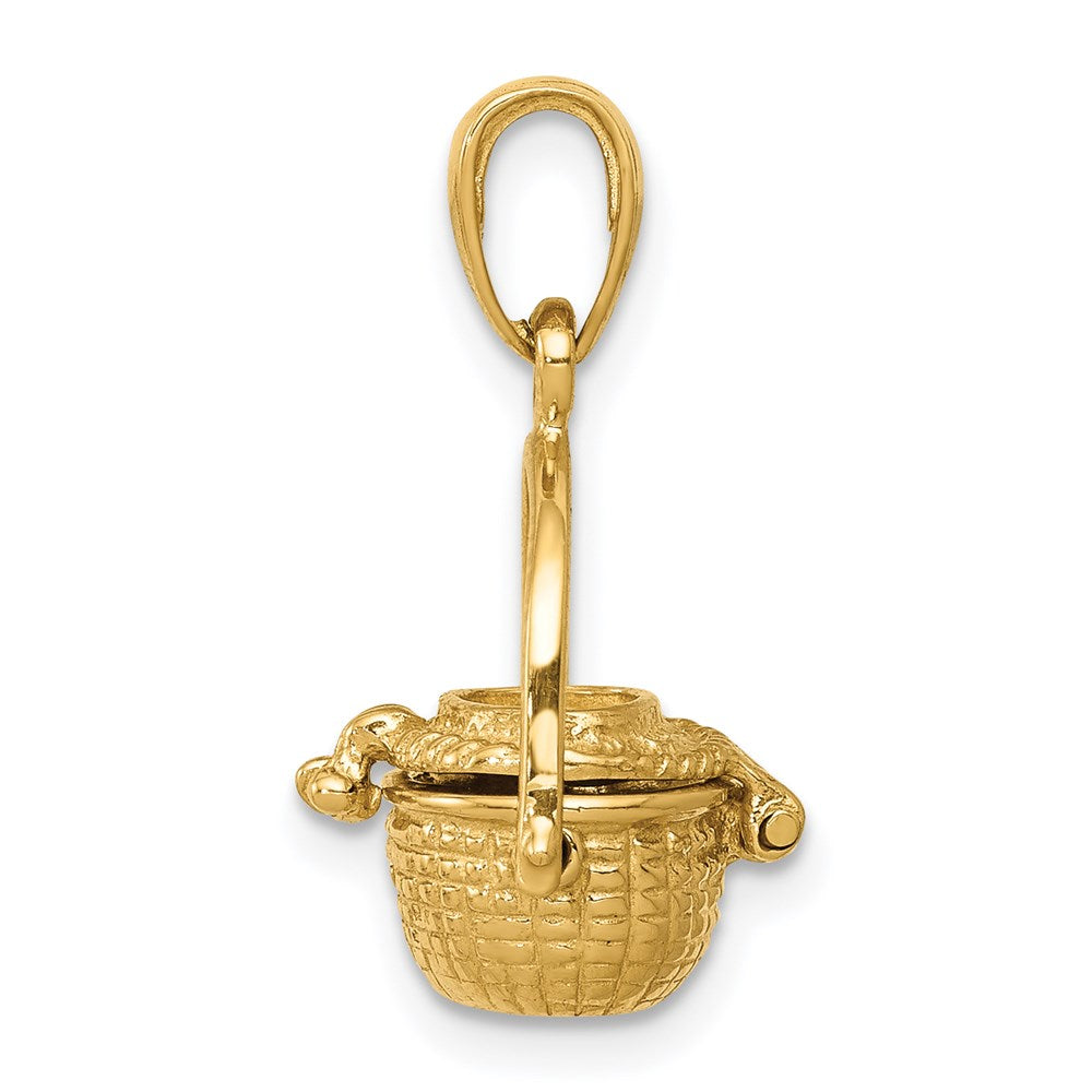 14k Yellow Gold 13 mm 3-D Nantucket Basket Pendant (2.49 grams)
