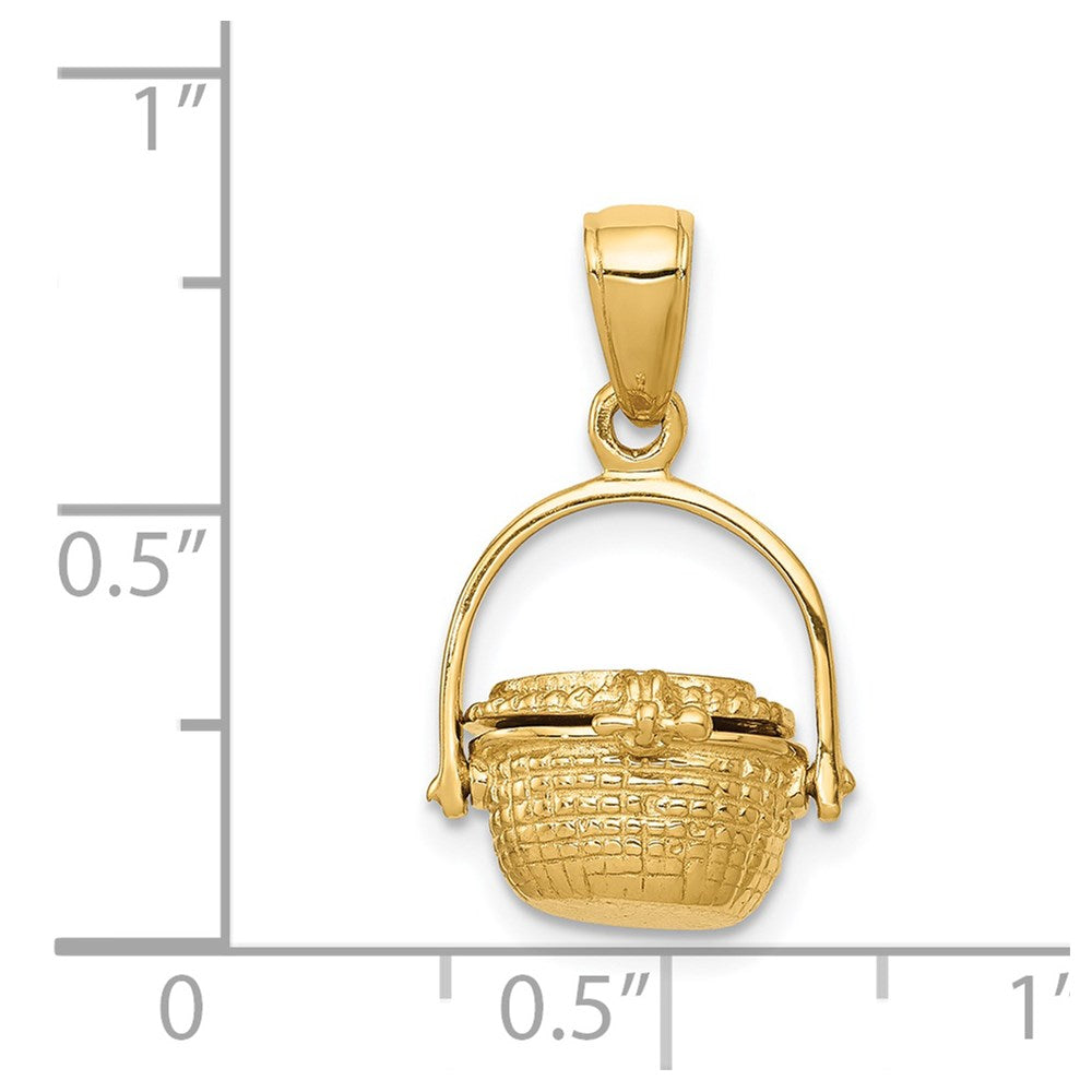 14k Yellow Gold 13 mm 3-D Nantucket Basket Pendant (2.49 grams)