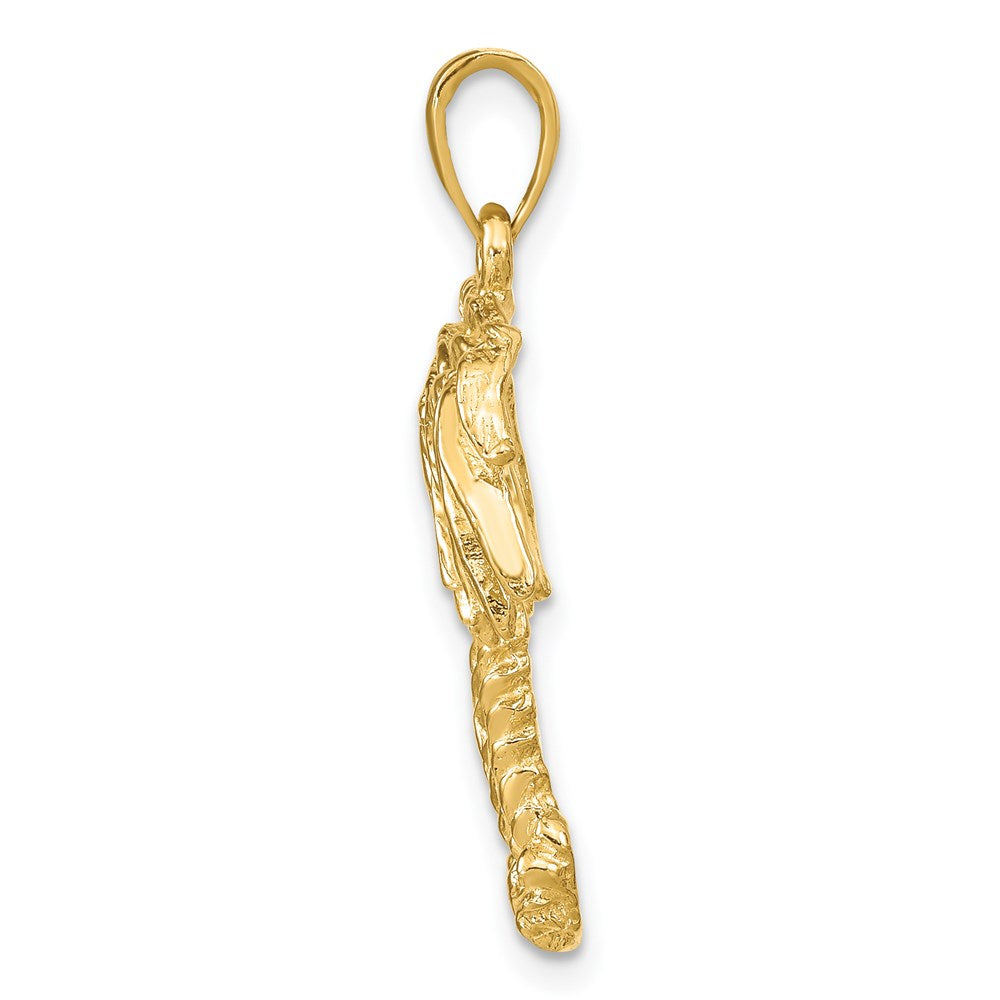 14k Yellow Gold 22 mm Double Palm Trees Pendant (3.35 grams)