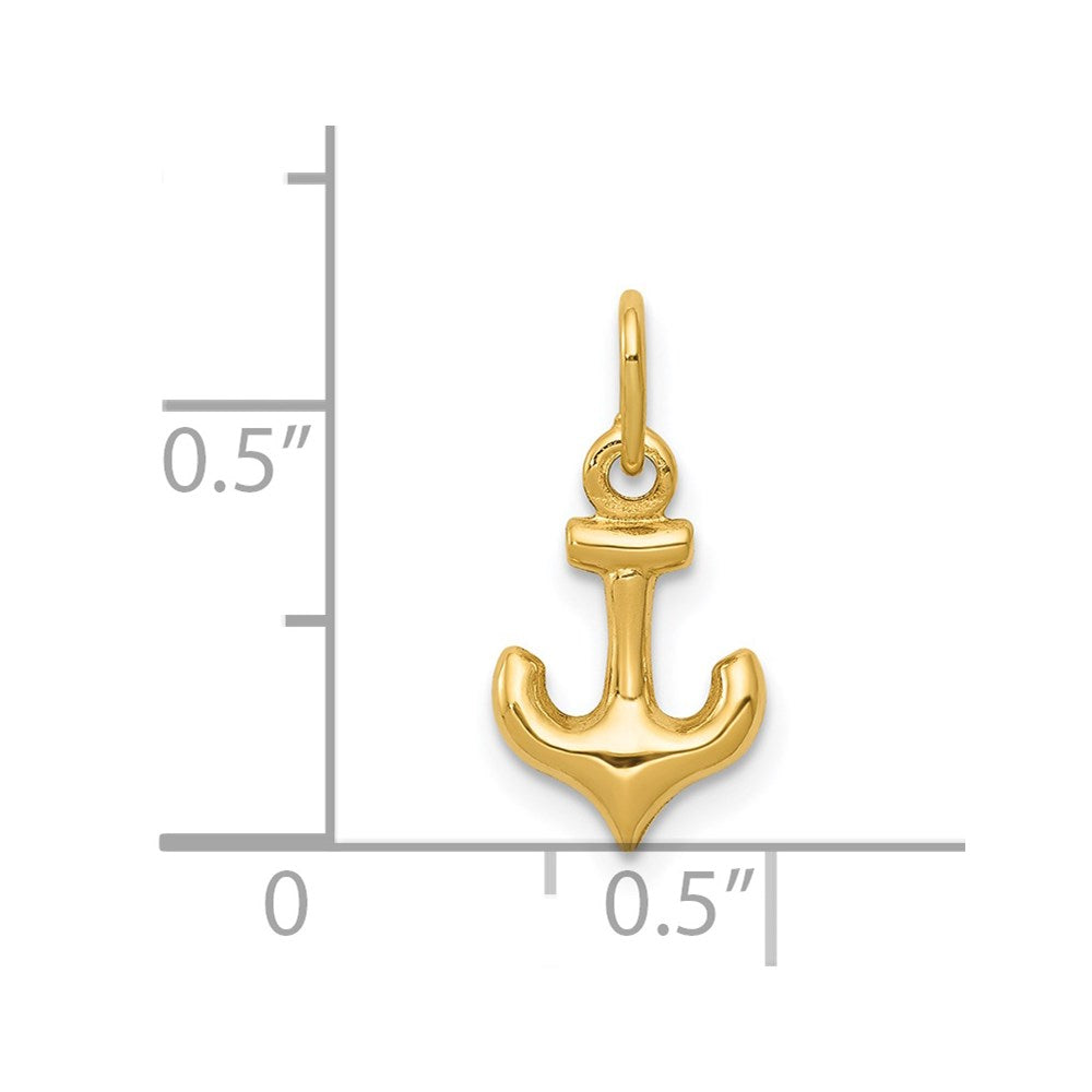 14k Yellow Gold 8 mm Anchor Charm (0.25 grams)