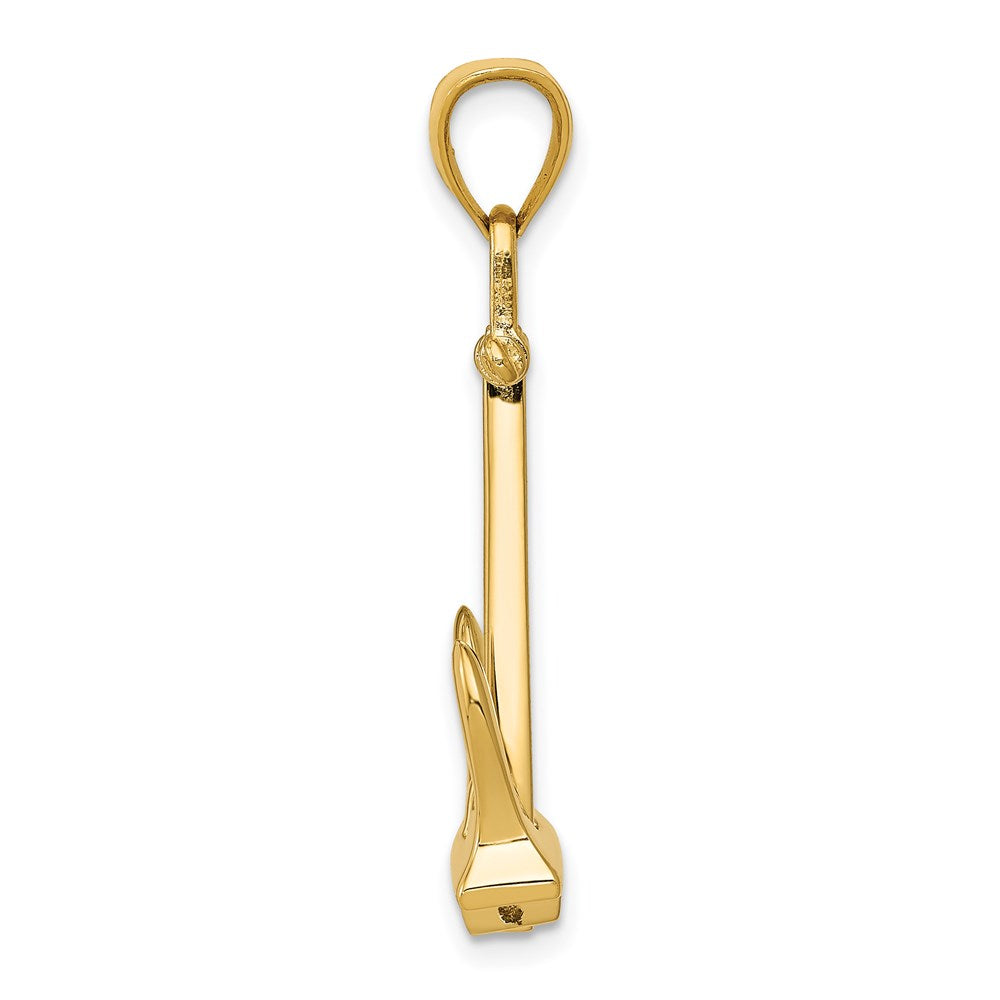 14k Yellow Gold 14 mm 3-D T-Bar Style Anchor Pendant (3.58 grams)