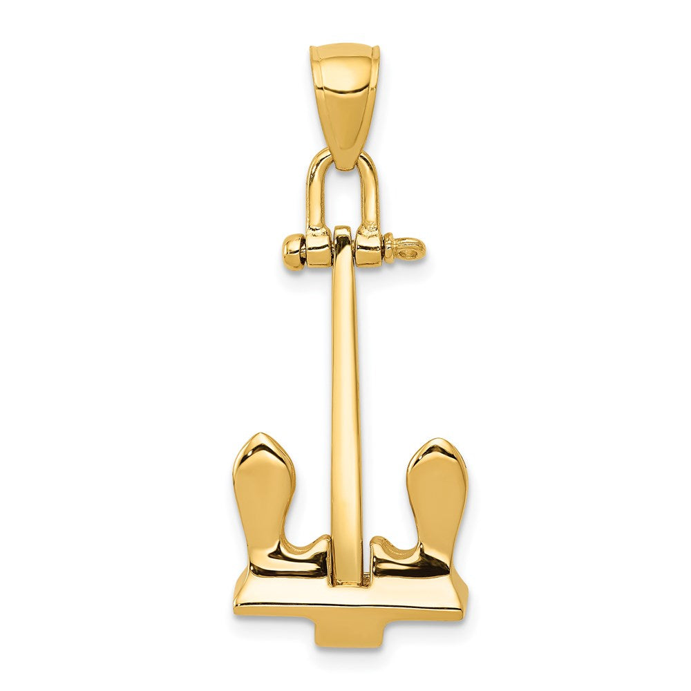 14k Yellow Gold 14 mm 3-D T-Bar Style Anchor Pendant (3.58 grams)