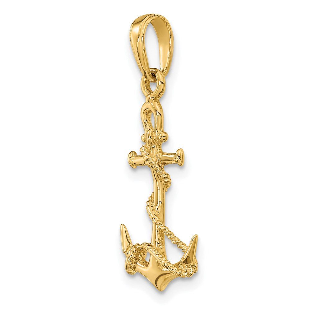 14k Yellow Gold 11 mm 3-D Anchor w/Shackle and Entwined Rope Pendant (1.07 grams)