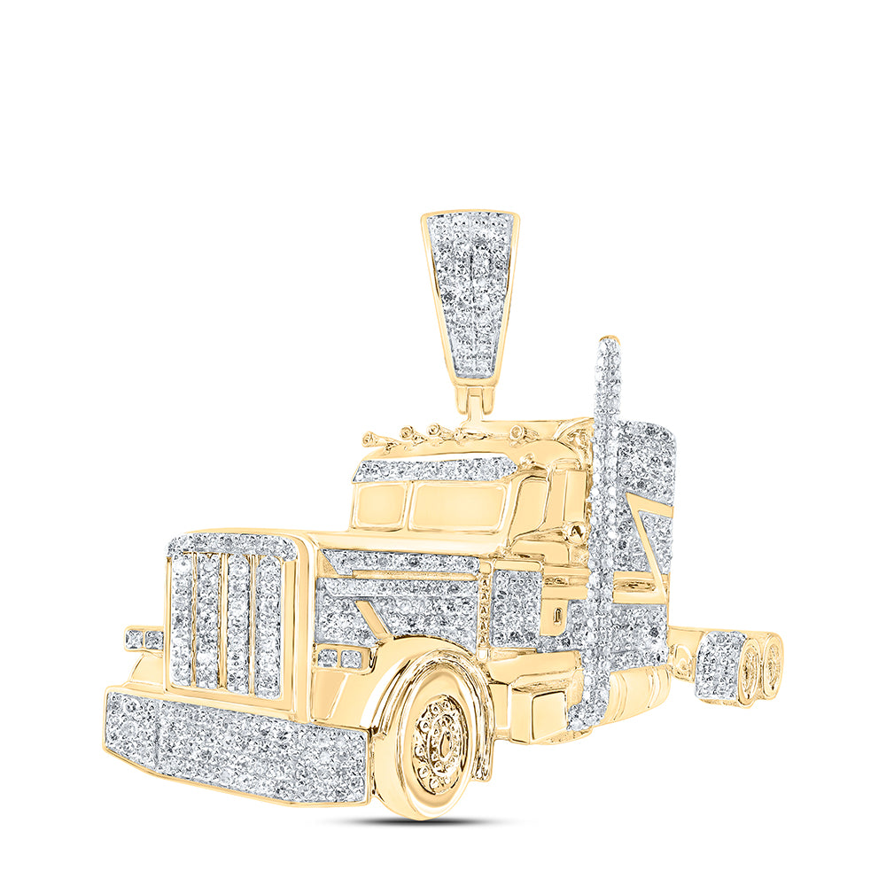 10Kt Gold 7/8Ctw-Dia Nk Truck Mens Charm