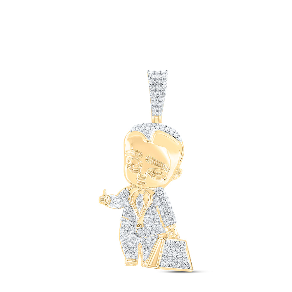 10Kt Gold 1 1/2Ctw- Dia Nk Baby Boss Mens Charm