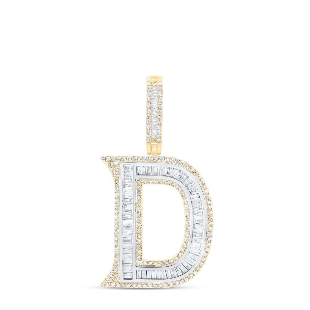 10Kt Gold 1Ctw-Dia P1 Initial D" Mens Pendant"