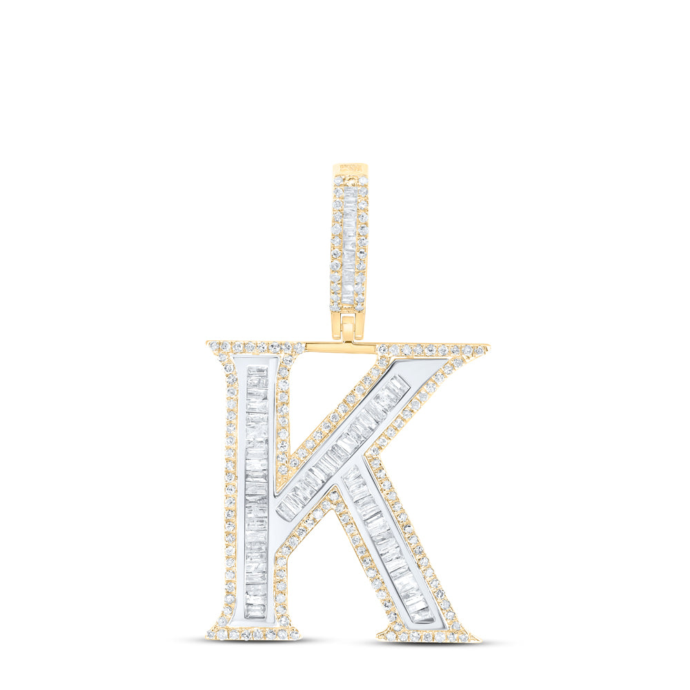 10Kt Gold 1 Ctw-Dia P1 Initial K" Mens Pendant"