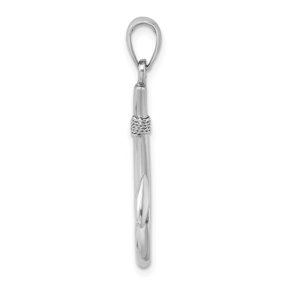 14k White Gold 13.2 mm  3-D Fish Hook Charm (1.87 grams)