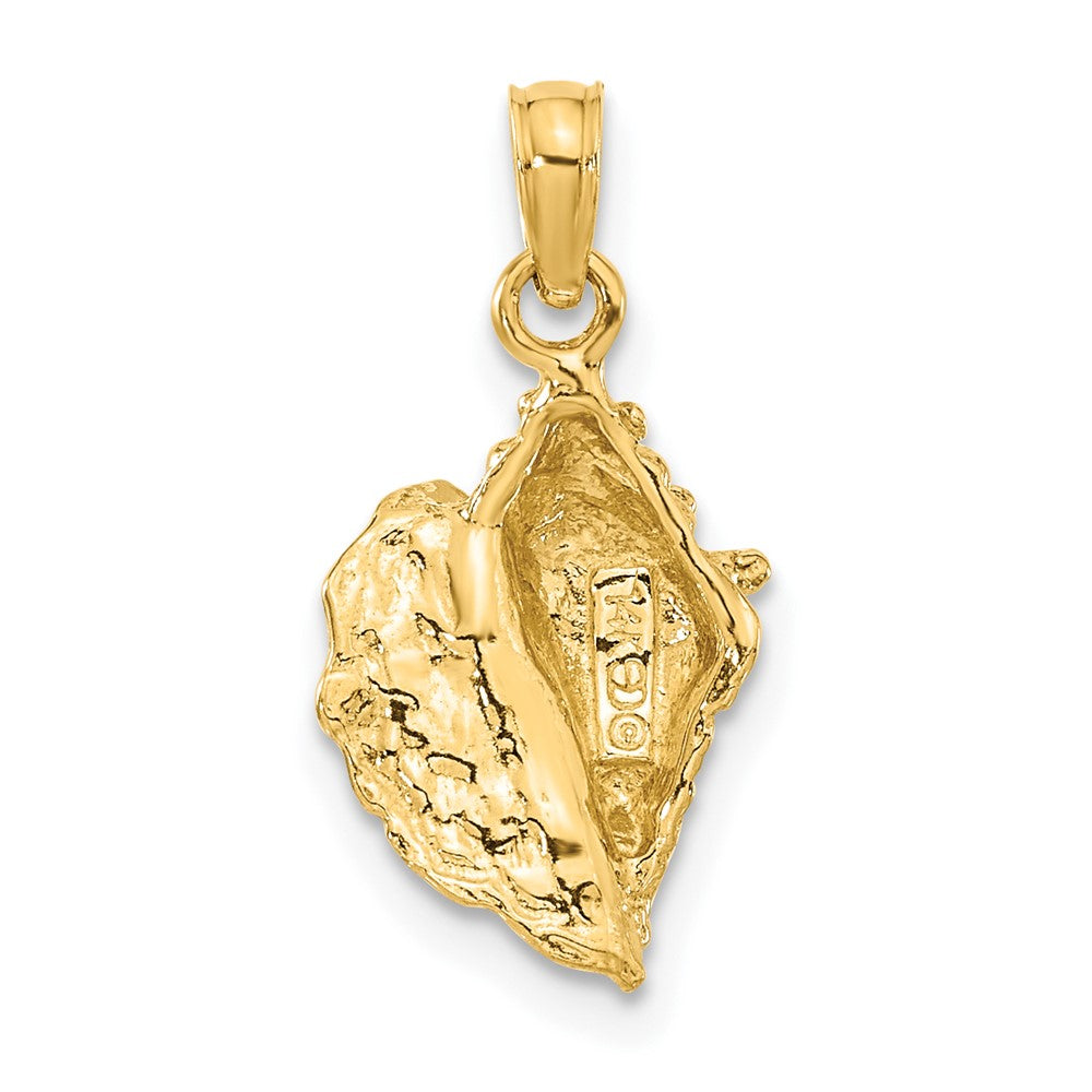 14k Yellow Gold 10 mm Solid Polished Conch Shell Pendant (1.36 grams)