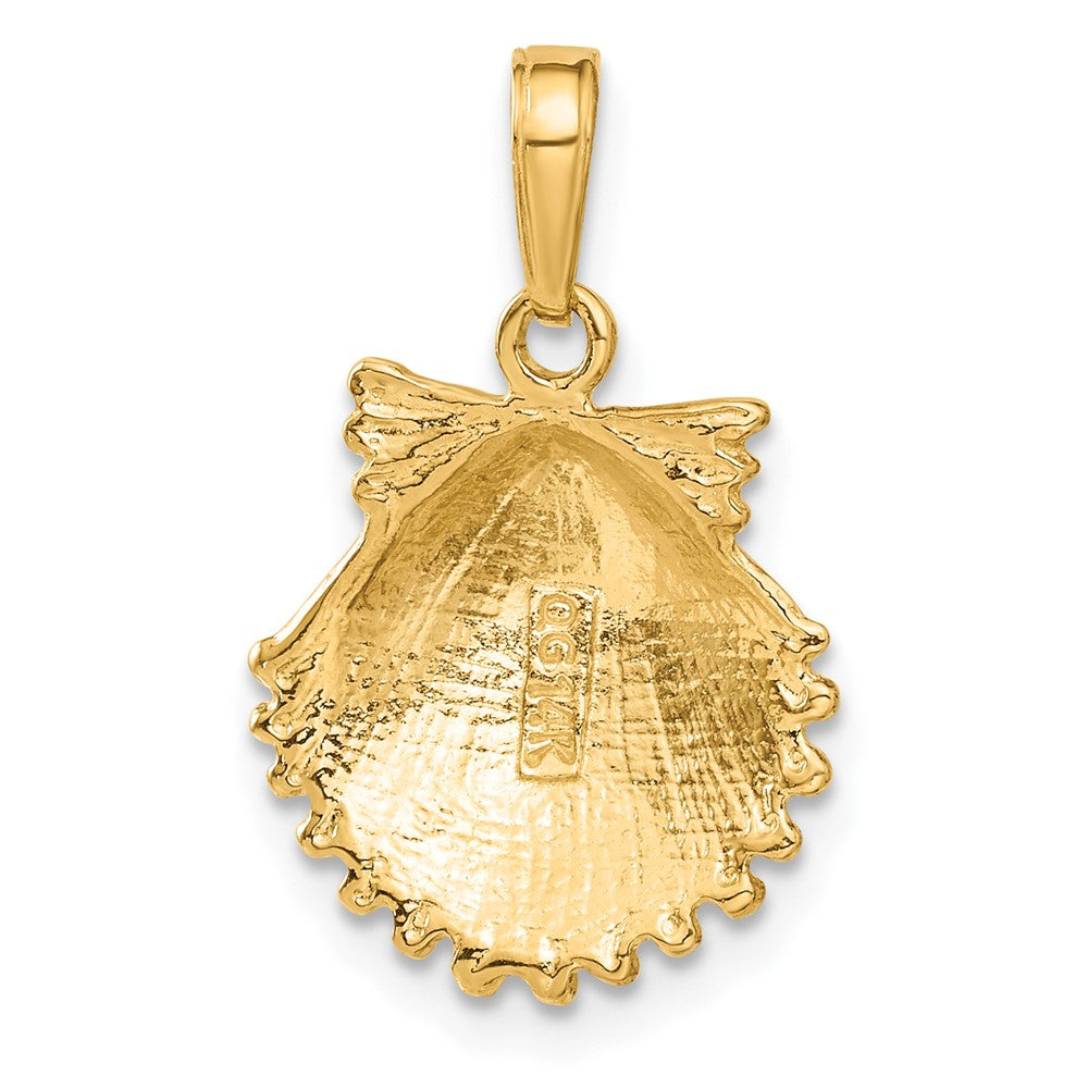 14k Yellow Gold 15 mm Scallop Shell Pendant (1.81 grams)