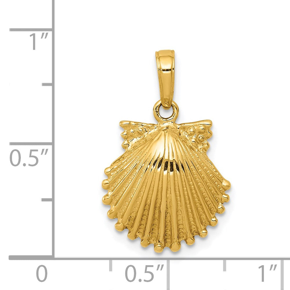 14k Yellow Gold 15 mm Scallop Shell Pendant (1.81 grams)