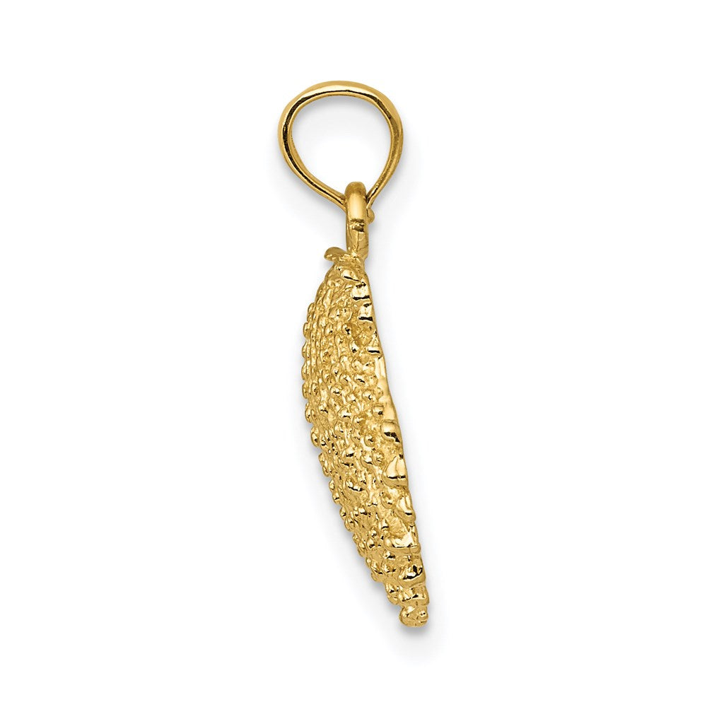 14k Yellow Gold 14 mm Textured Scallop Shell Pendant (1.66 grams)
