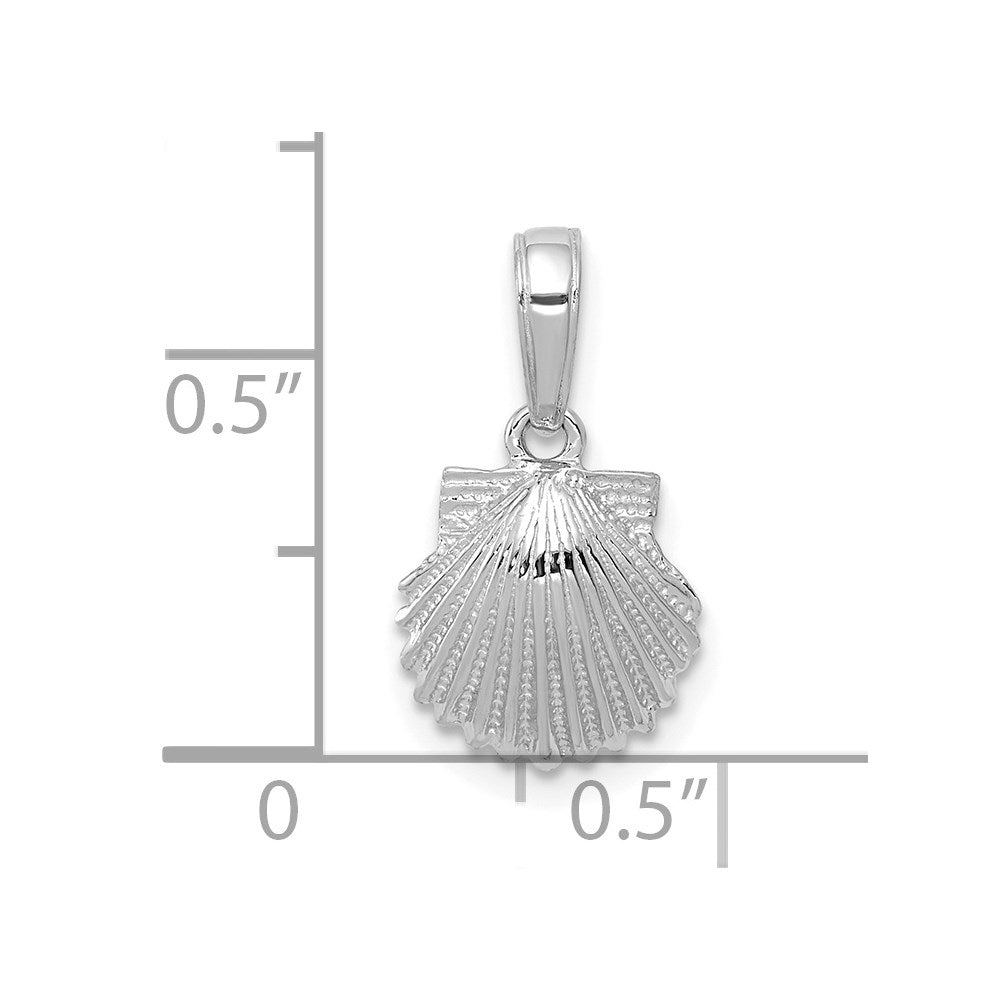 14k White Gold 10 mm Scallop Shell Pendant (0.77 grams)