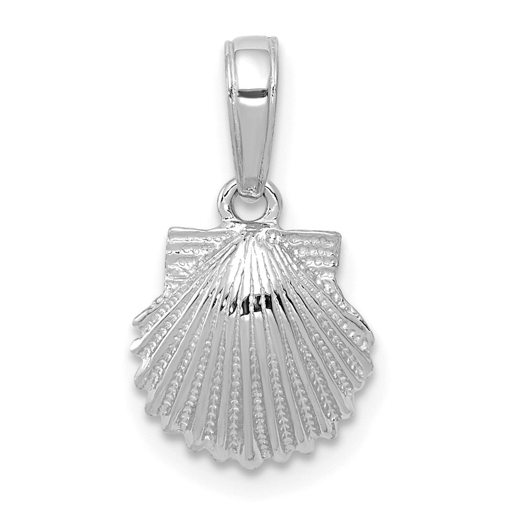 14k White Gold 10 mm Scallop Shell Pendant (0.77 grams)