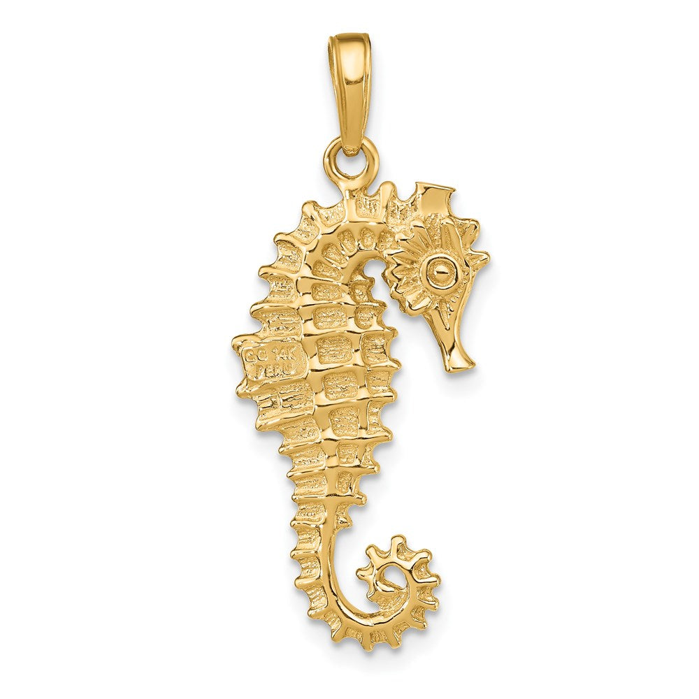 14k Yellow Gold 14 mm 3-D Seahorse Pendant (3.27 grams)