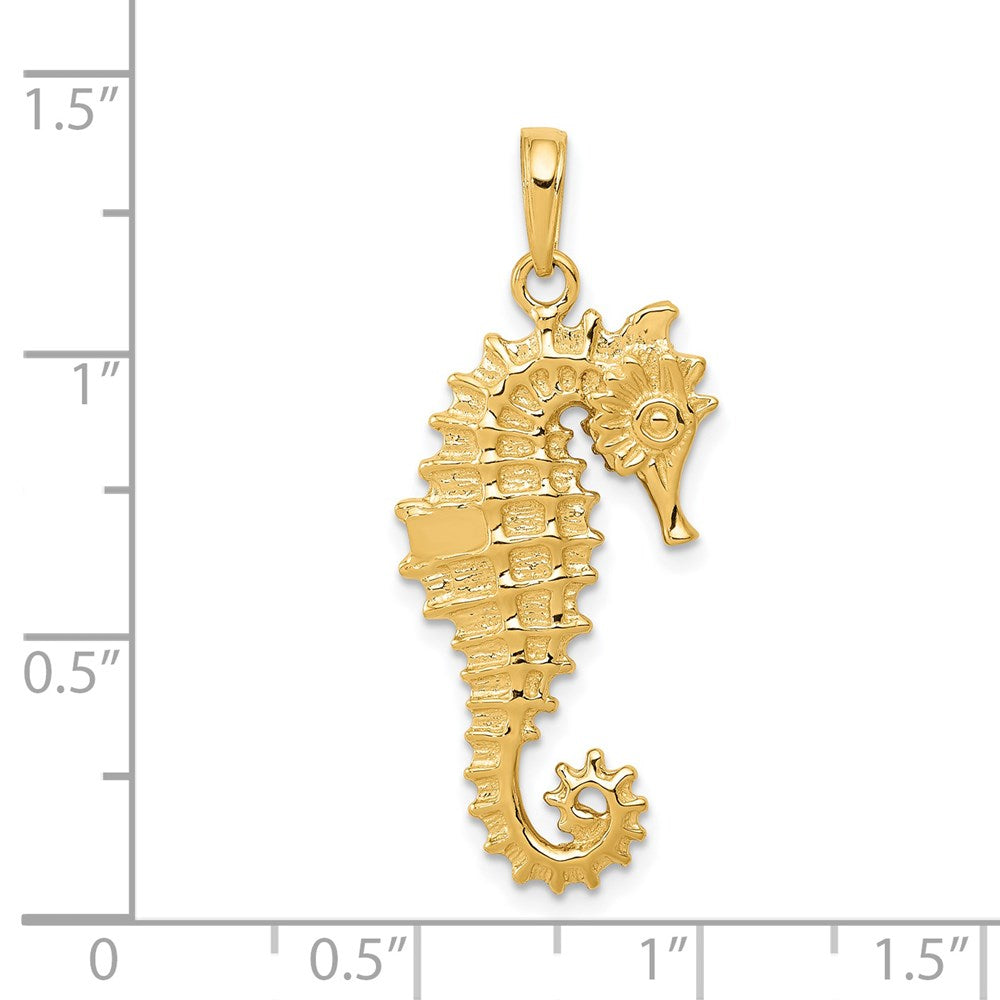 14k Yellow Gold 14 mm 3-D Seahorse Pendant (3.27 grams)