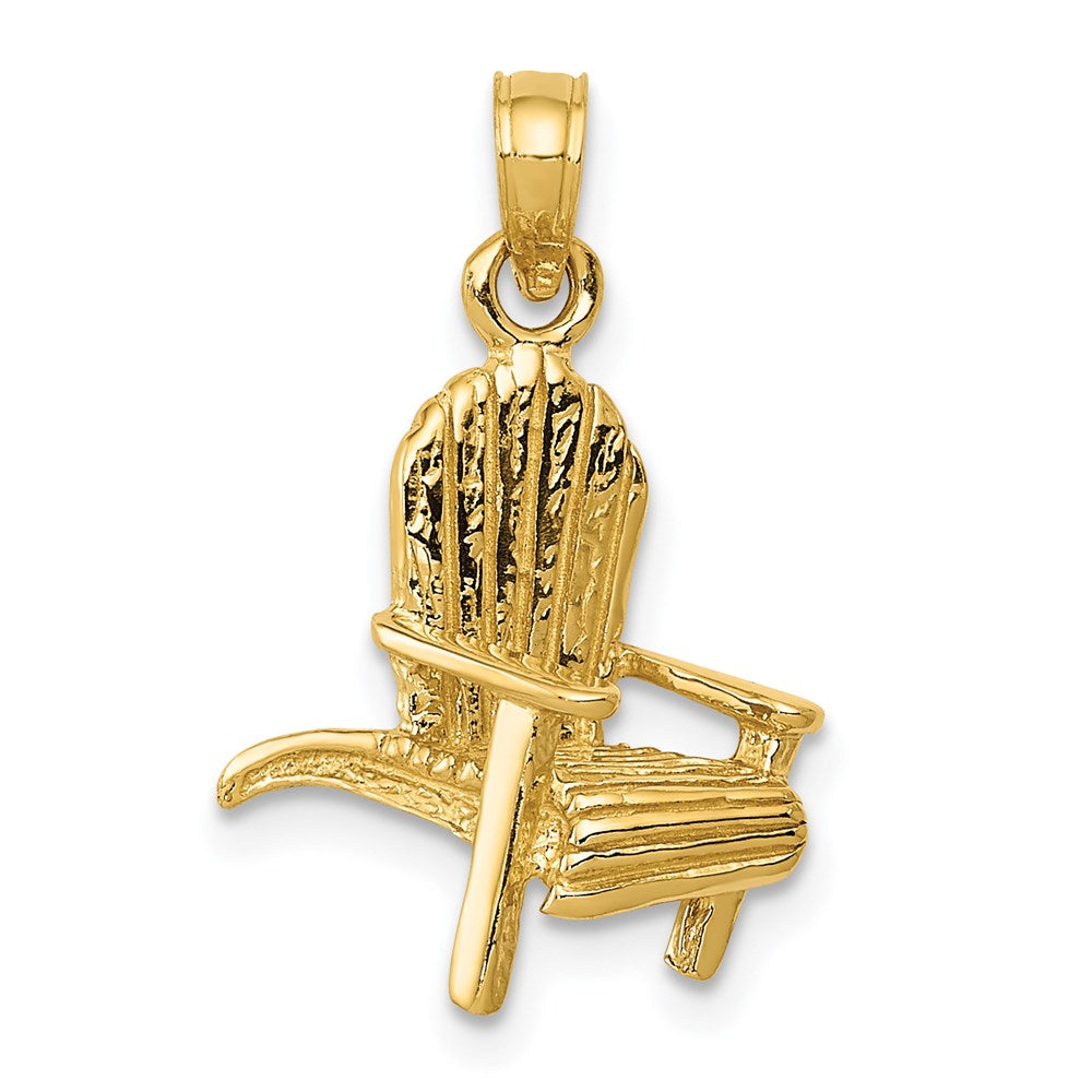 14k Yellow Gold 18 mm 3D Adirondack Beach Chair Pendant (1.58 grams)