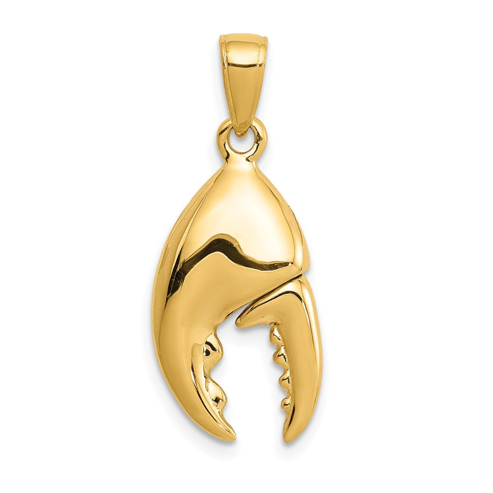14k Yellow Gold 11 mm 3-D Moveable Stone Crab Claw Pendant (3.86 grams)