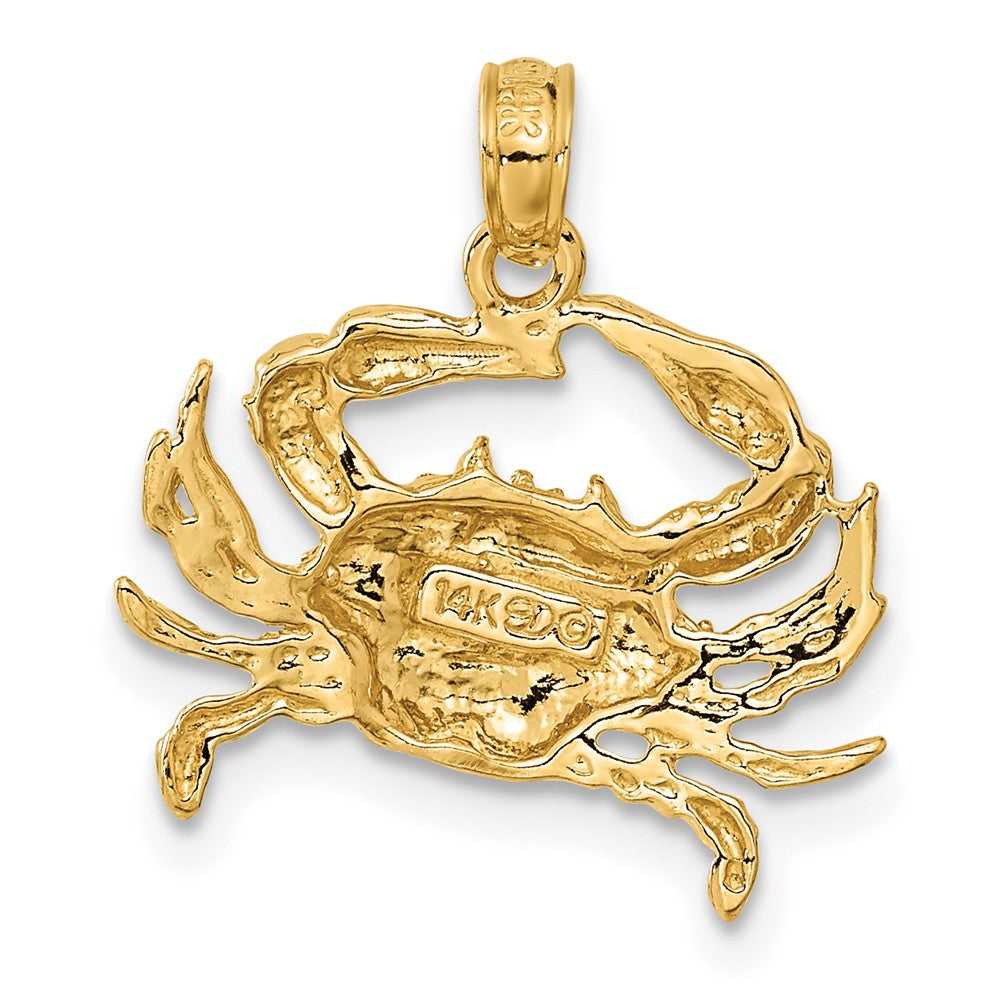 14k Yellow Gold 18.1 mm Blue Crab Pendant (1.6 grams)
