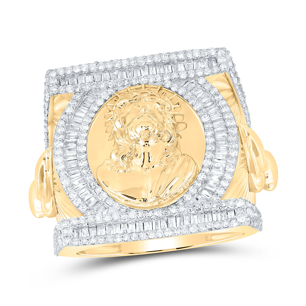 1 3/4Ctw-Dia Nk Jesus Mens Ring (16.65 grams)